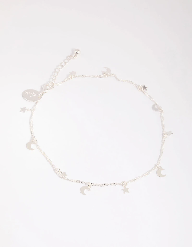 Silver Celestial Charm Anklet