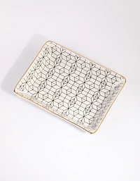 Rectangular Geometric Ceramic Trinket Tray