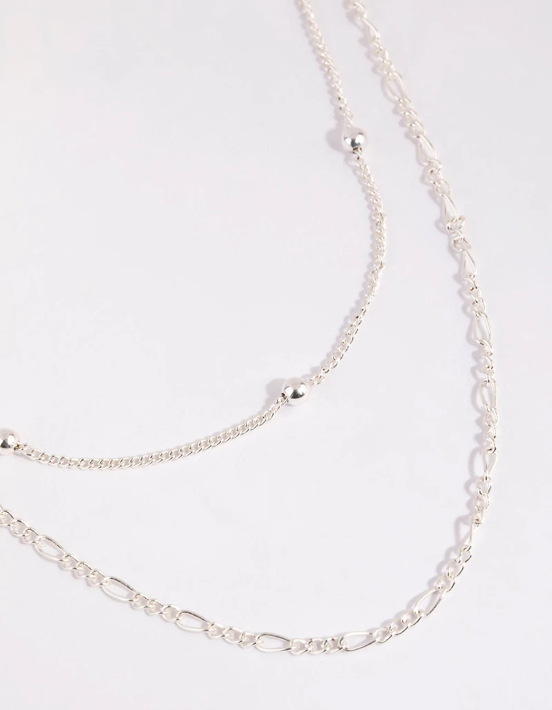 Silver Figaro Layered Necklace