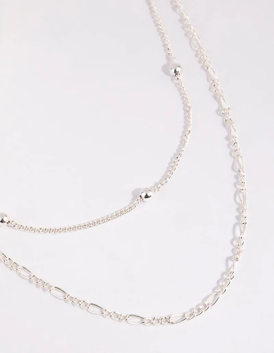 Silver Figaro Layered Necklace
