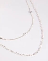 Silver Figaro Layered Necklace