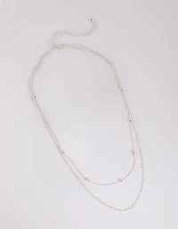 Silver Figaro Layered Necklace