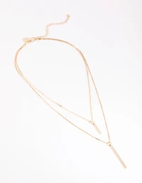 Gold Double Drop Bar Necklace