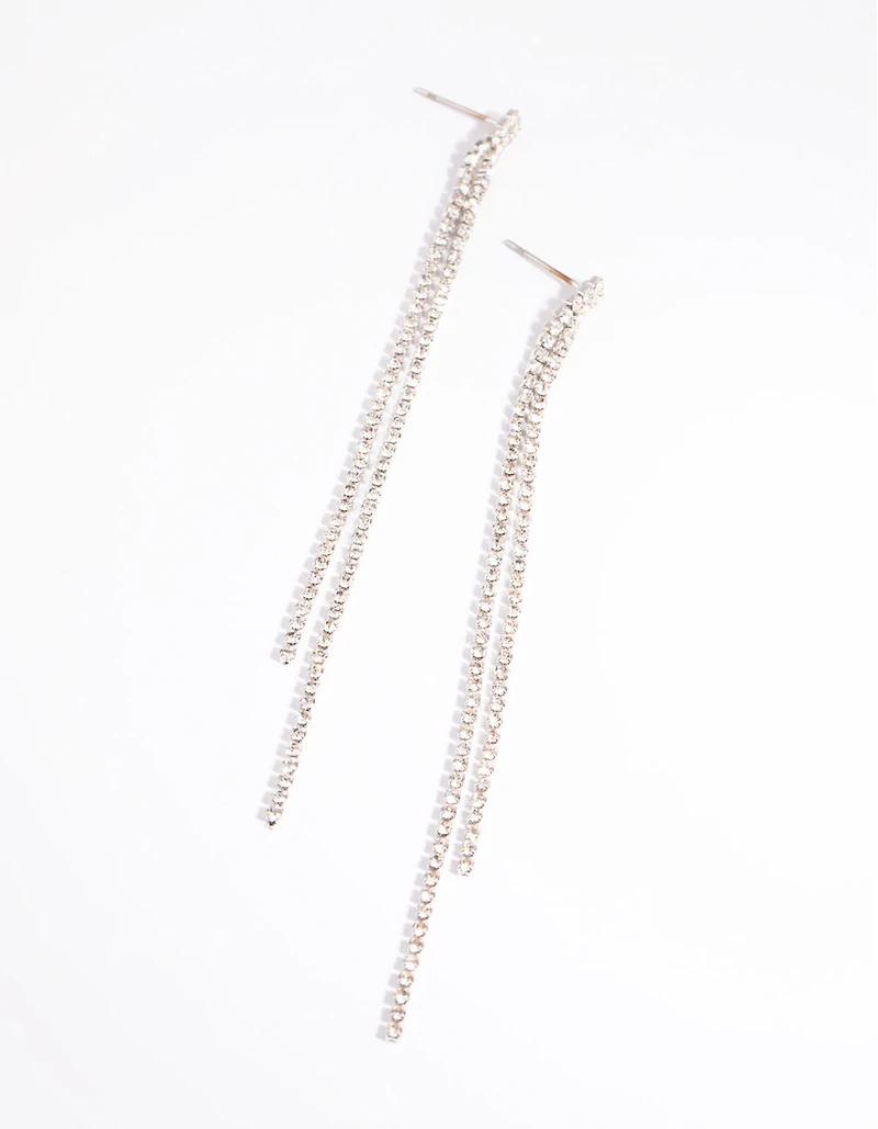 Silver Cup Chain Drop Earrings
