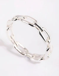 Silver Skinny Rectangle Link Ring