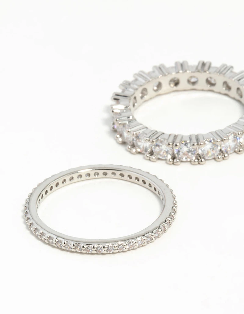 Silver Cubic Zirconia Triple Band Ring
