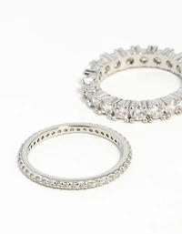 Silver Cubic Zirconia Triple Band Ring