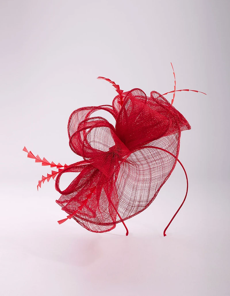 Triangular Red Feather Fascinator