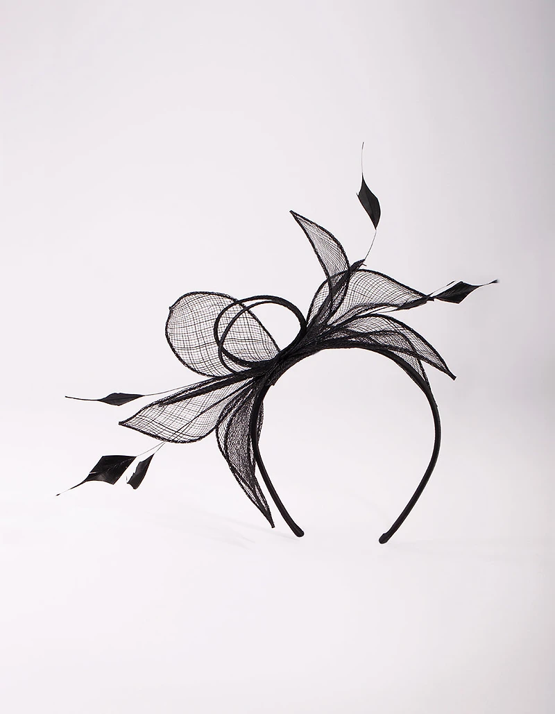 Black Feather & Leaf Headband