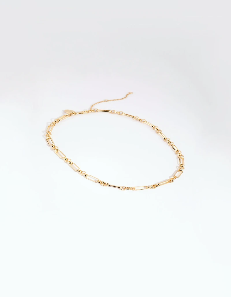 Gold Plated Mixed Link Chain Necklace