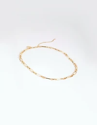 Gold Plated Mixed Link Chain Necklace