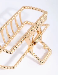 Gold Rectangular Textured Twist Claw Clip