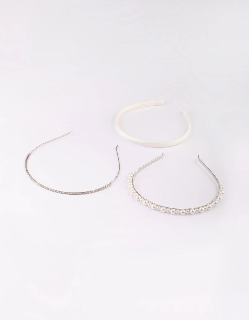 Silver Diamond & Pearl Headband