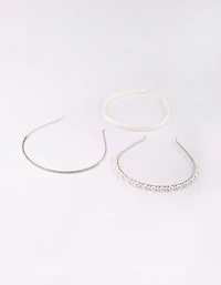 Silver Diamond & Pearl Headband