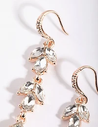 Rose Gold Navette Diamante Drop Earrings