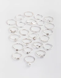 Silver Diamante Butterfly Ring Stack 24-Pack