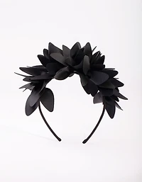 Black Statement Petal PU Leather Headband