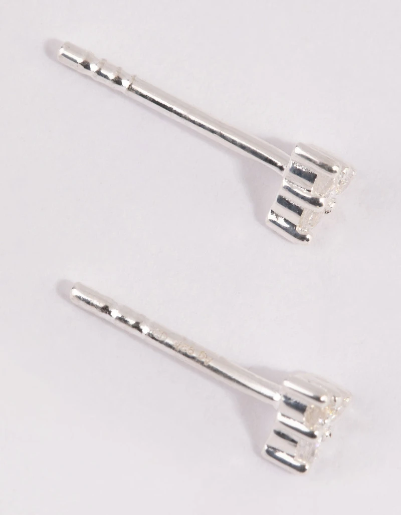 Sterling Silver Cubic Zirconia Triangular Stud Earrings