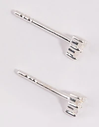 Sterling Silver Cubic Zirconia Triangular Stud Earrings