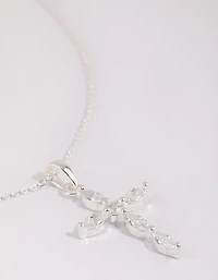 Sterling Silver Cubic Zirconia Cross Necklace