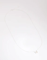 Sterling Silver Pave Butterfly Necklace