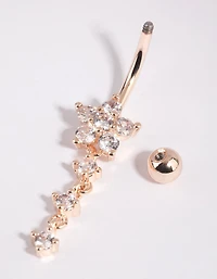 Rose Gold Surgical Steel Flower Belly Bar