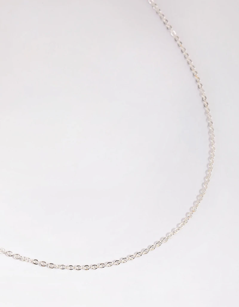 Silver Plated Short Plain Chain Necklace