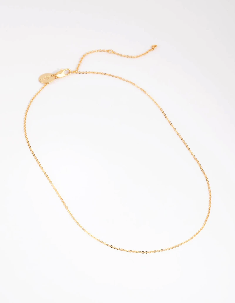 Gold Plated Short Plain Chain Necklace