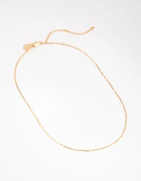 Gold Plated Short Plain Chain Necklace