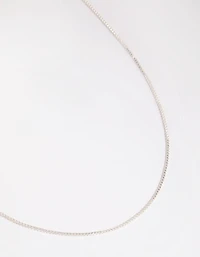Silver Plated Long Box Chain Necklace