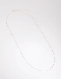 Silver Plated Long Box Chain Necklace