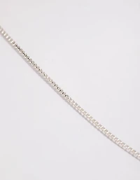 Silver Plated Long Box Chain Necklace
