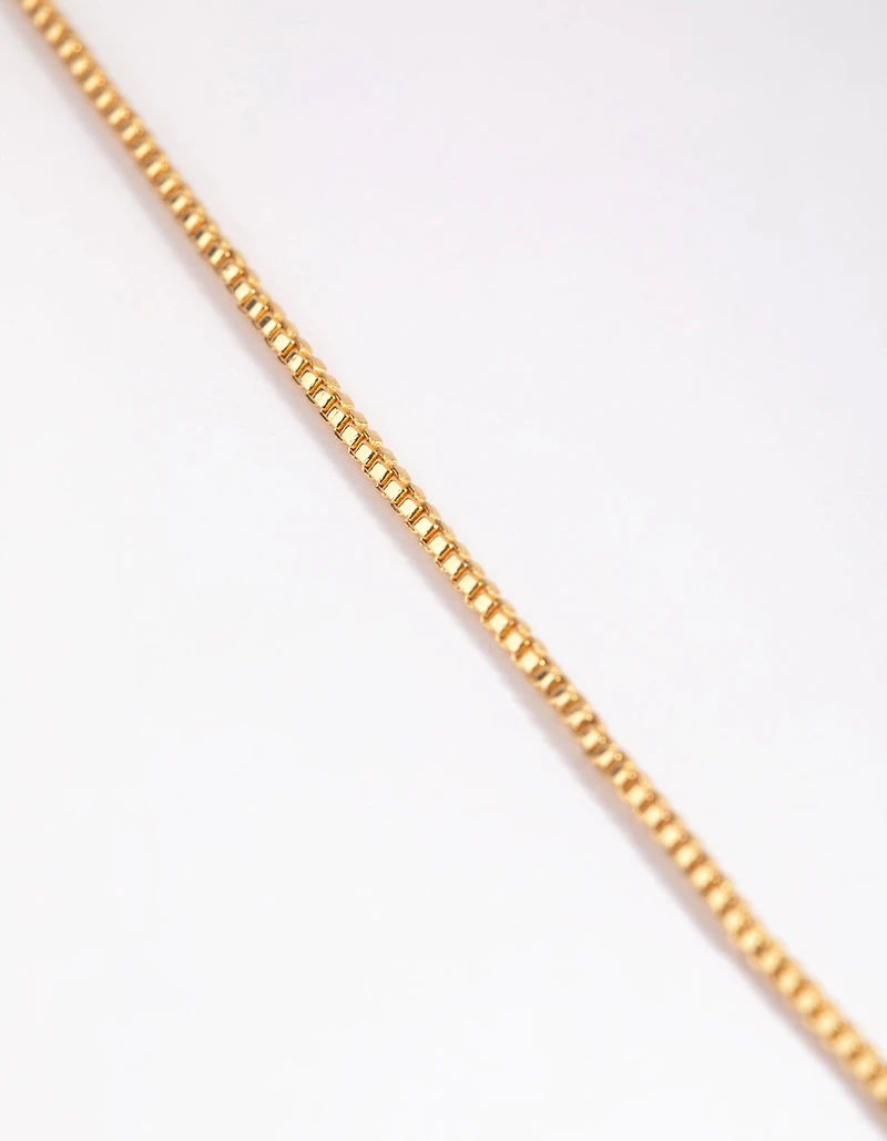 Gold Plated Long Box Chain Necklace