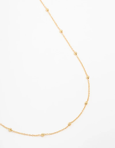 Gold Plated Sterling Silver Ball Chain Necklace