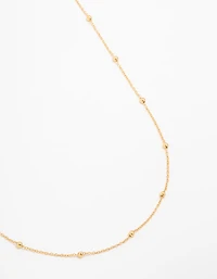Gold Plated Sterling Silver Ball Chain Necklace