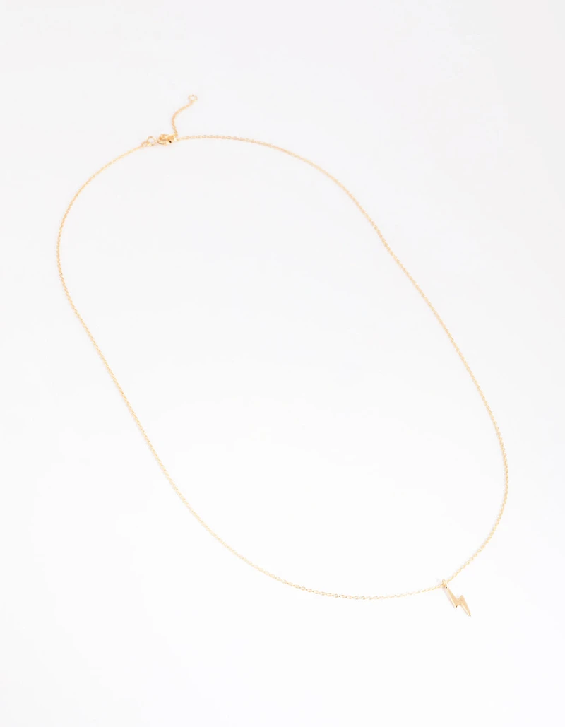 Gold Plated Sterling Silver Lightning Bolt Necklace