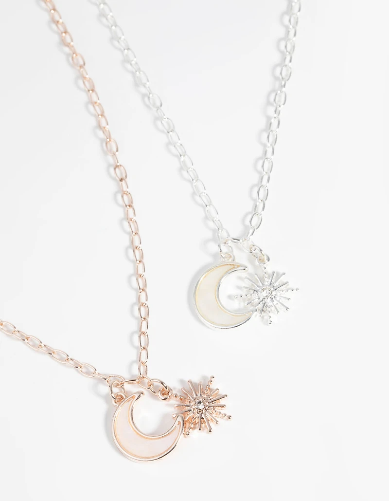 Mixed Metal Celestial Necklace Set