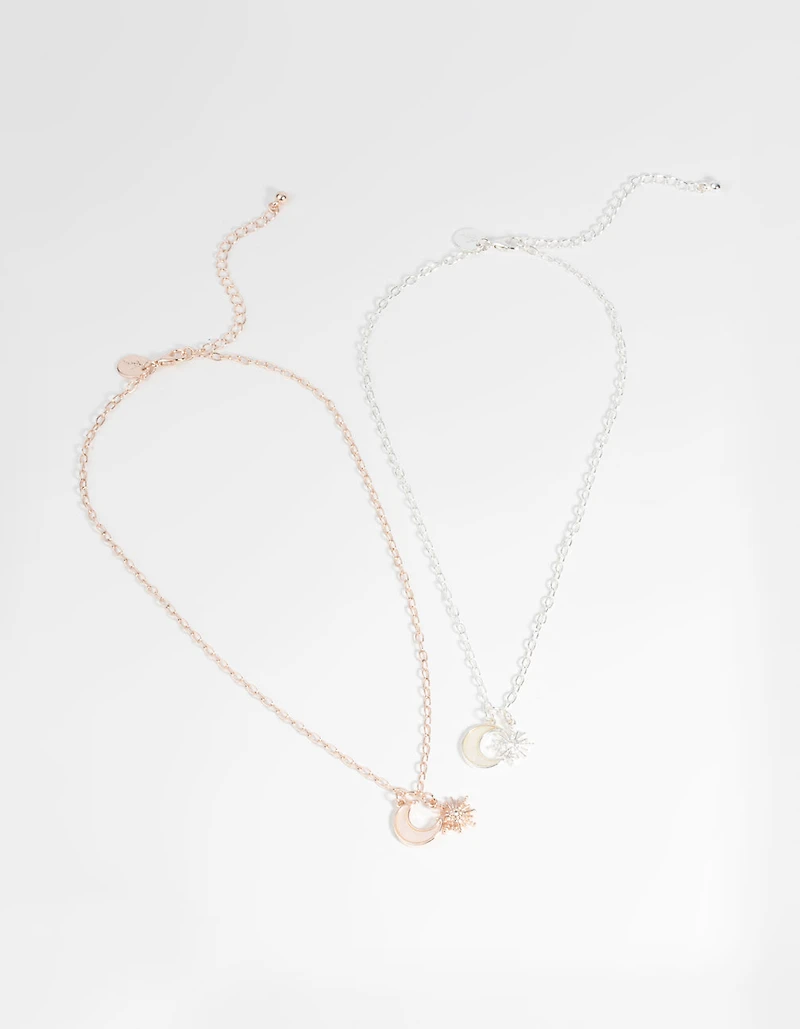 Mixed Metal Celestial Necklace Set