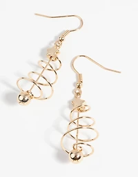 Boucles d'oreilles sapin en spirale festive