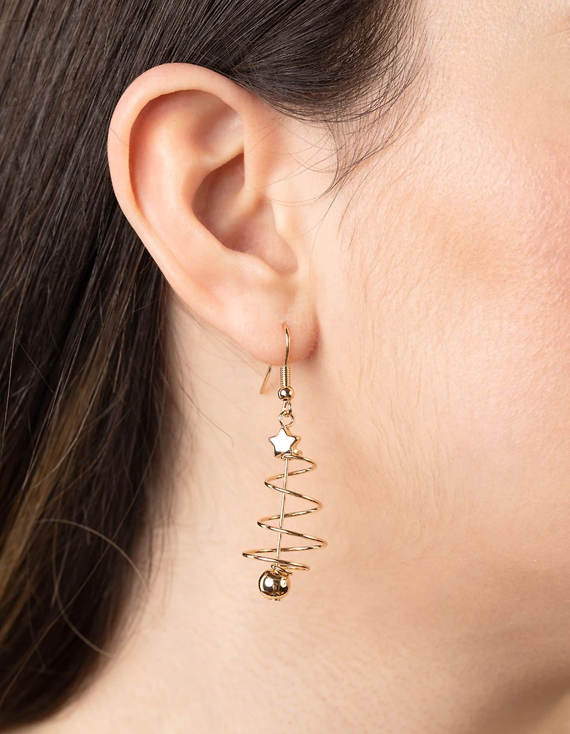 Festive Spiral Tree Earrings