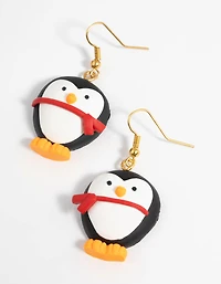 Festive Penguin Drop Earrings