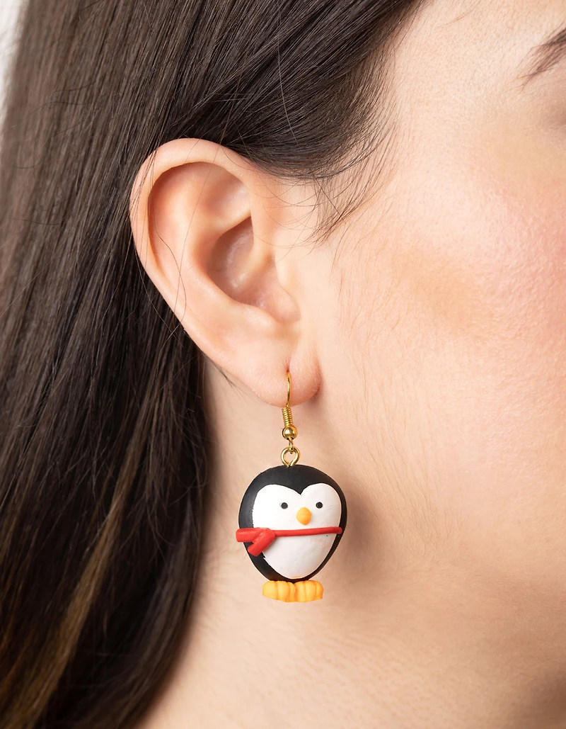 Festive Penguin Drop Earrings