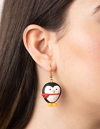 Festive Penguin Drop Earrings
