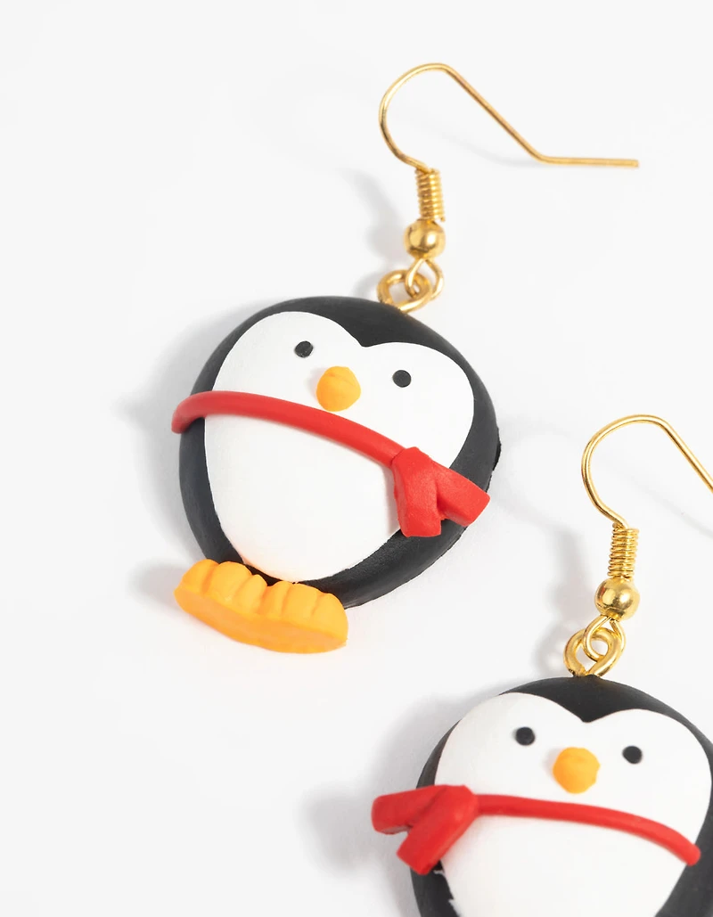 Festive Penguin Drop Earrings
