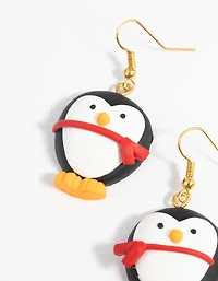 Festive Penguin Drop Earrings