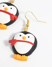 Festive Penguin Drop Earrings