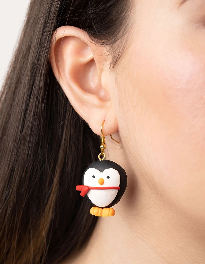 Festive Penguin Drop Earrings