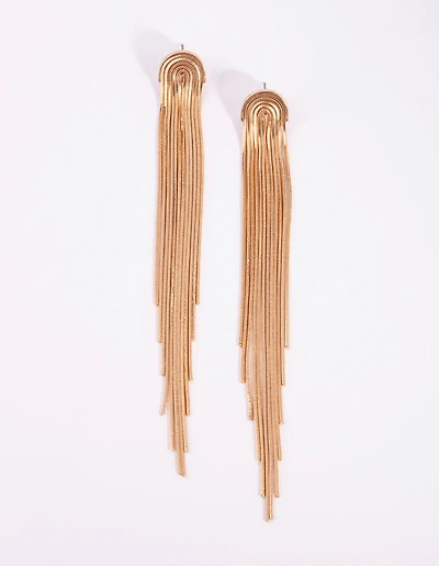 Gold Waterfall Cup Chain Earrings