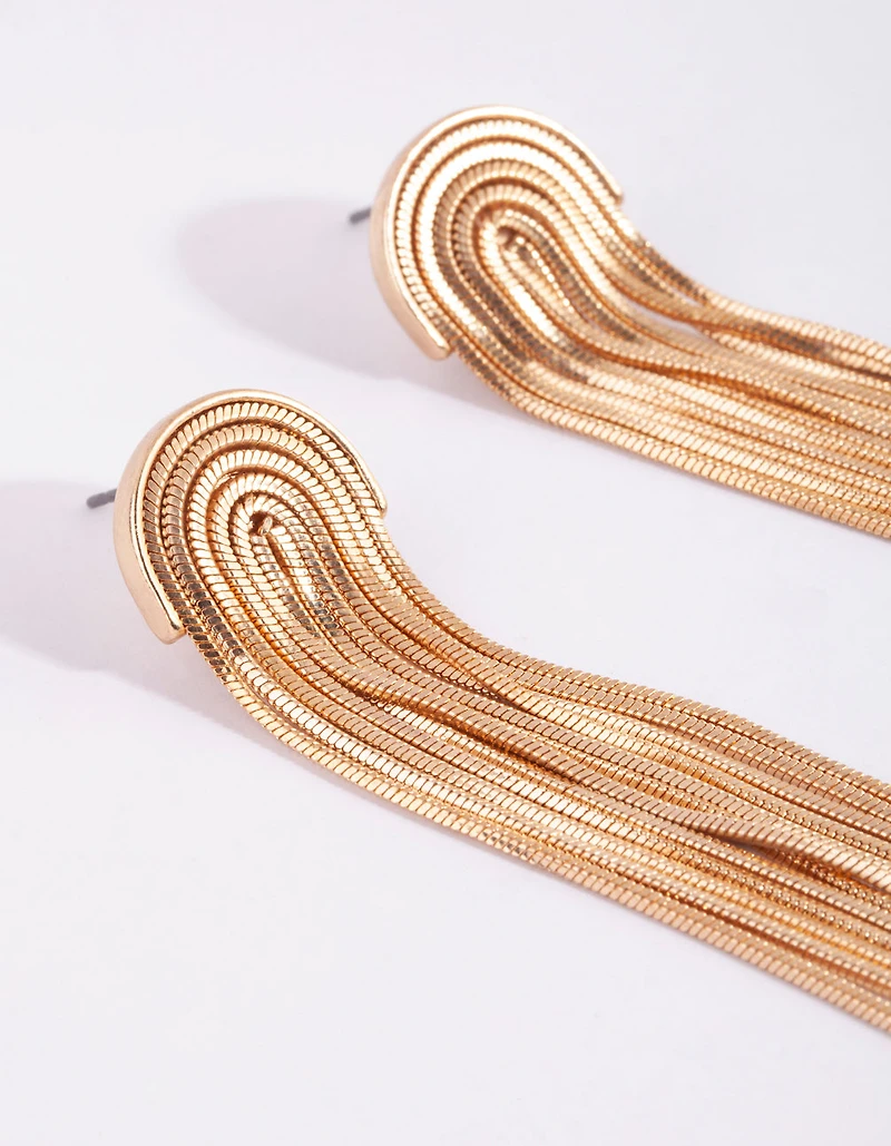 Gold Waterfall Cup Chain Earrings