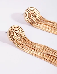 Gold Waterfall Cup Chain Earrings